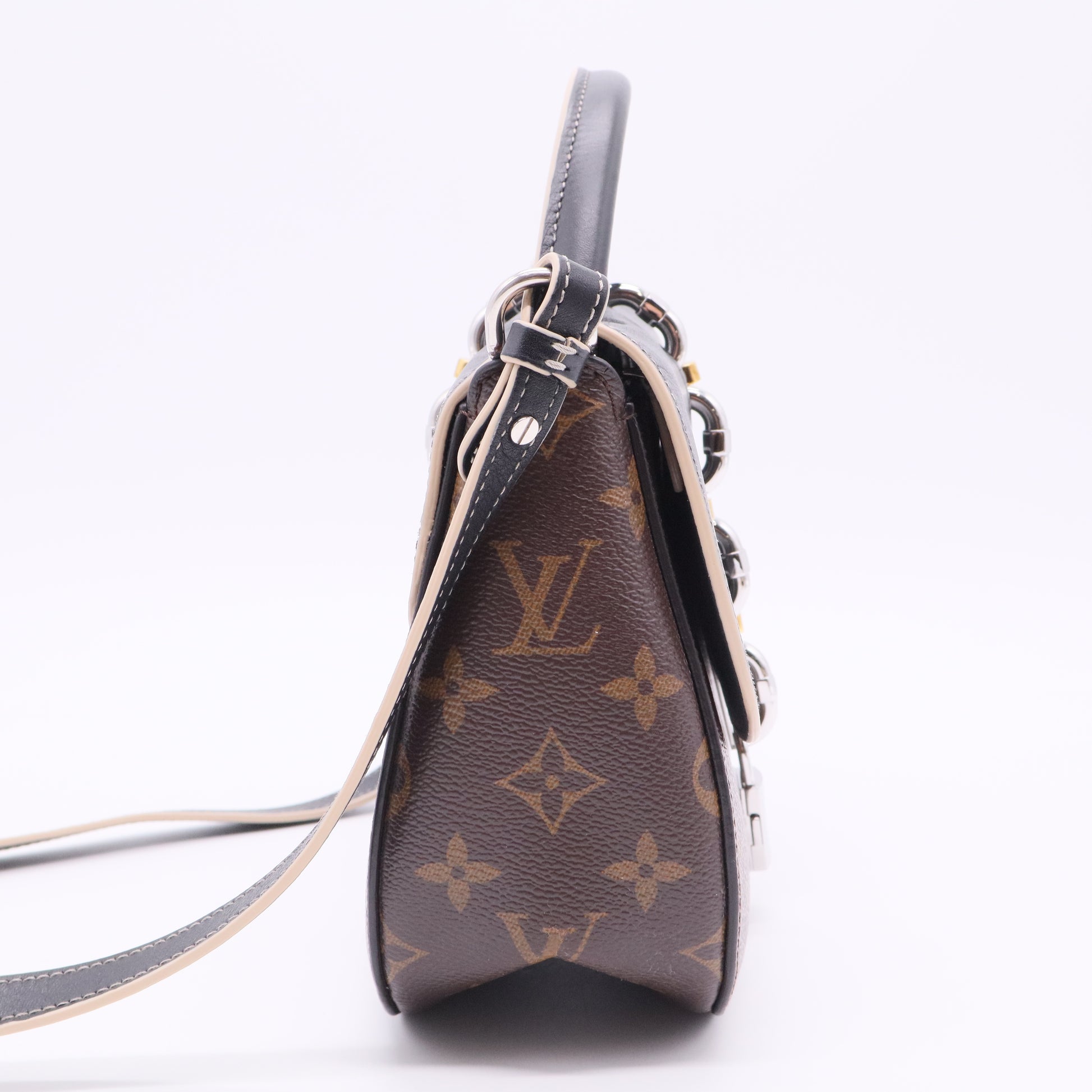 Chain It Handbag Monogram Canvas with Leather PM