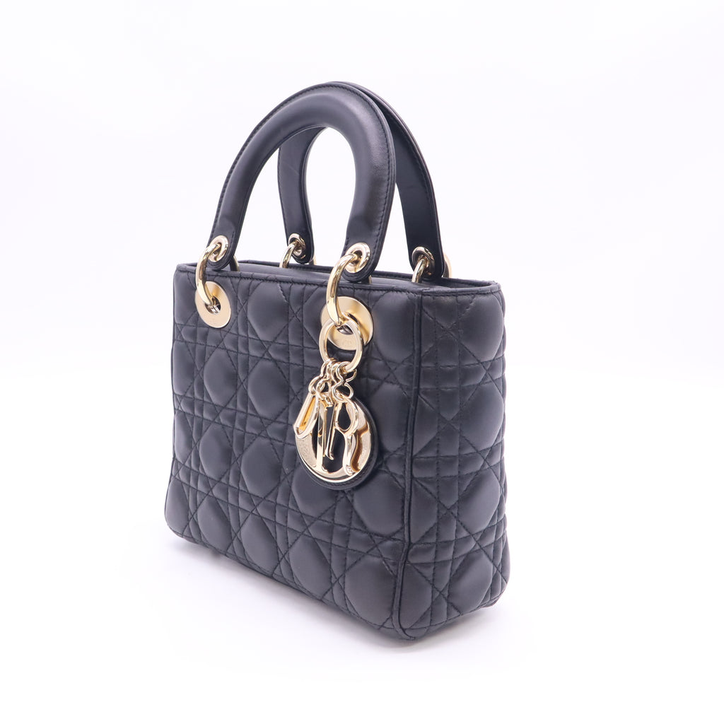 Lambskin Cannage Small Lucky Badges My Lady Dior Navy B24063