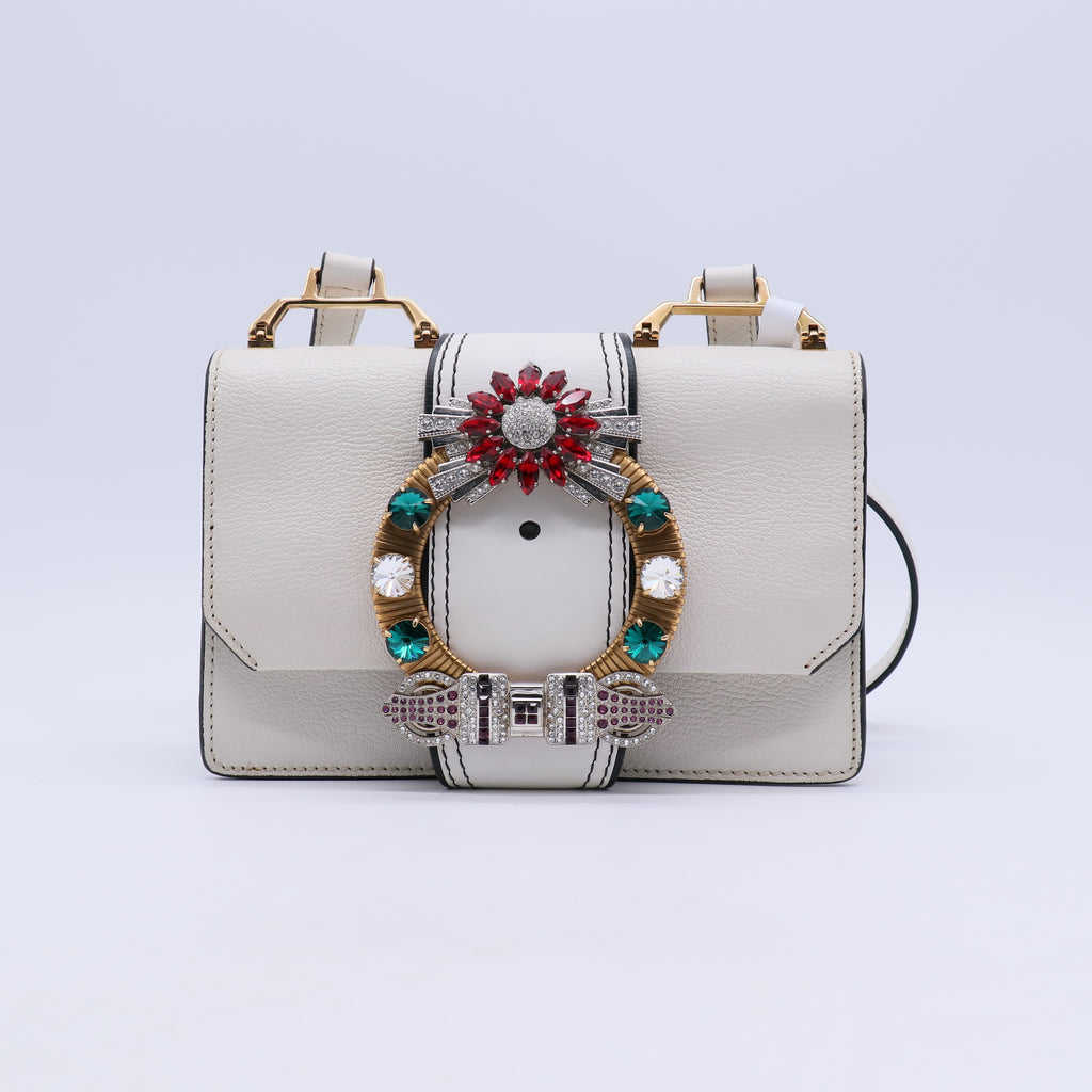 Leather Crystal Buckle Crossbody B21413