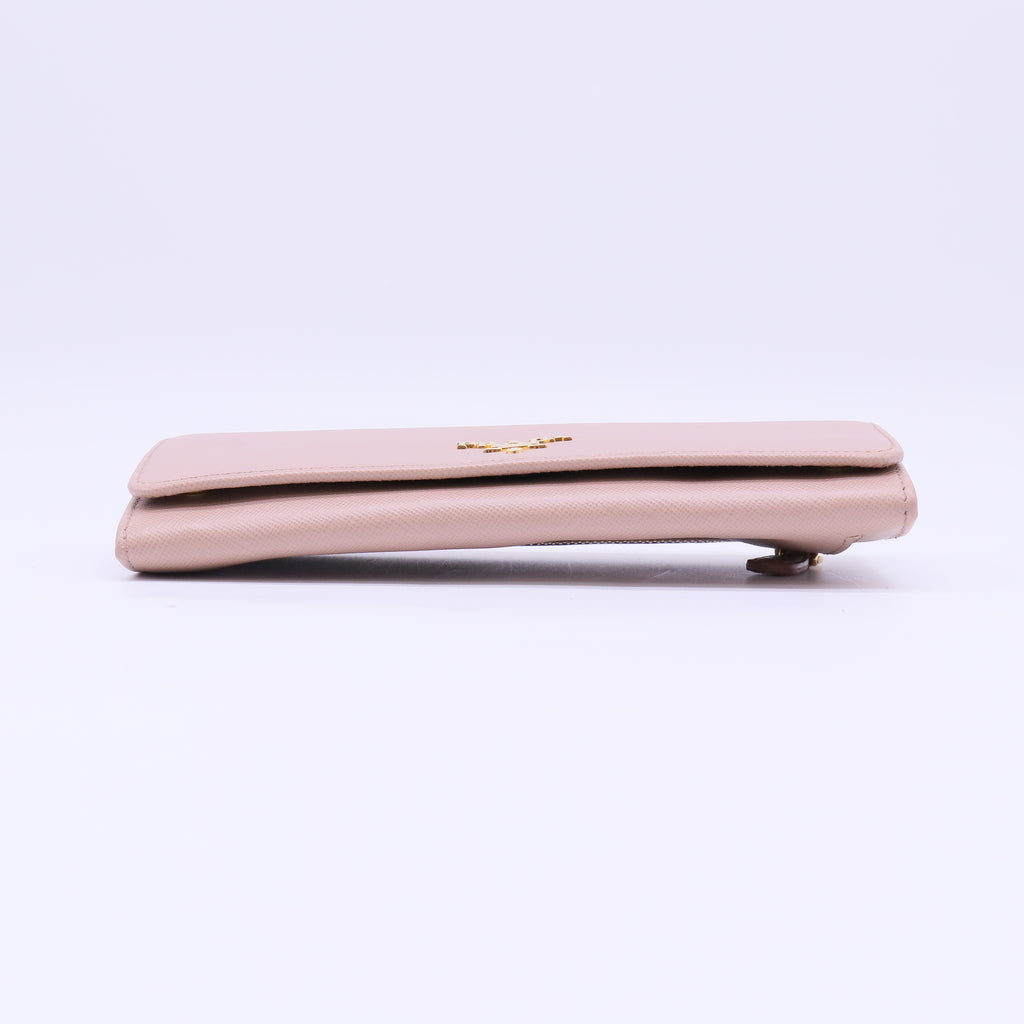Prada Saffiano Leather Flap Wallet Cipria Pink W22294