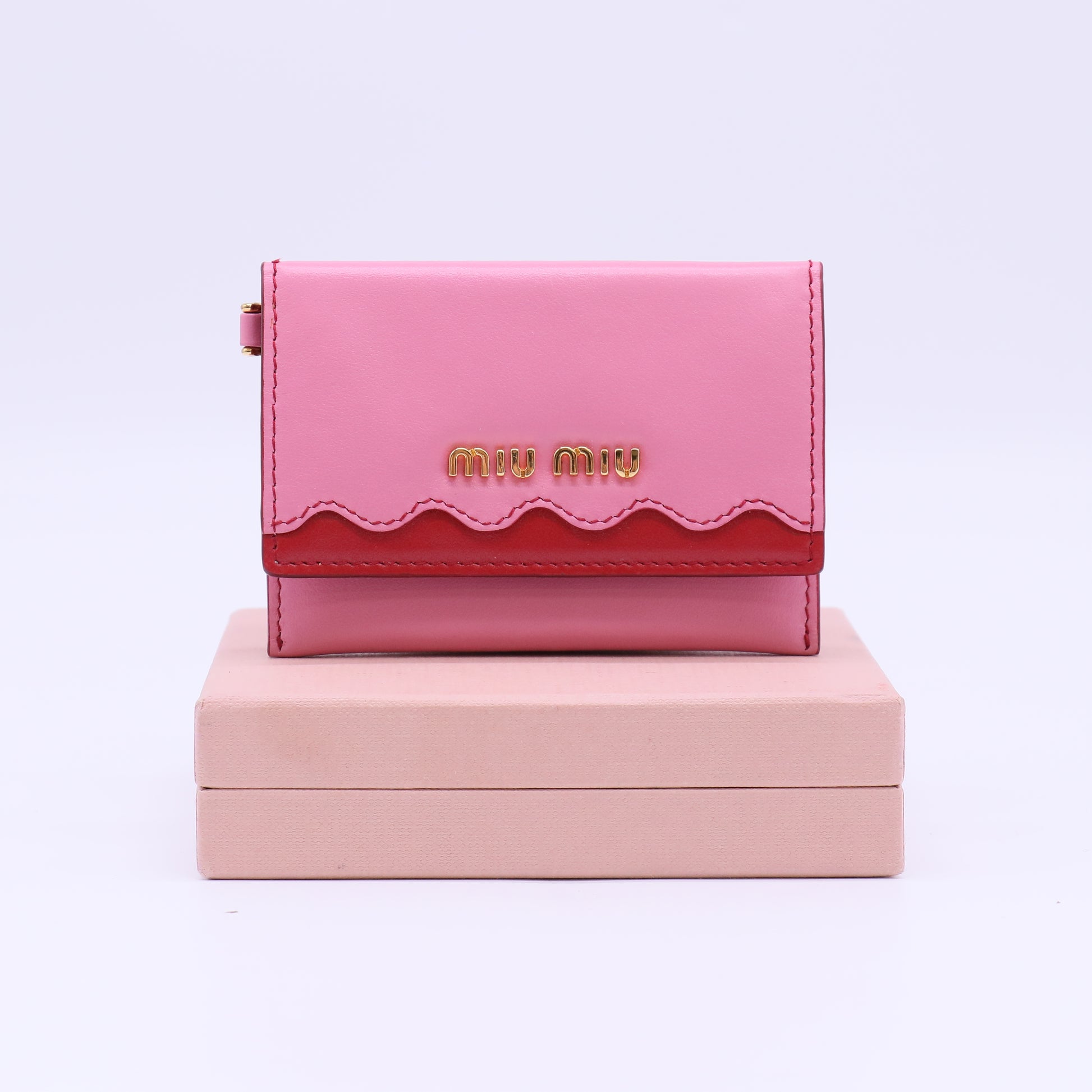 Miu Miu Trifold Short Wallet Pink and Red W22252
