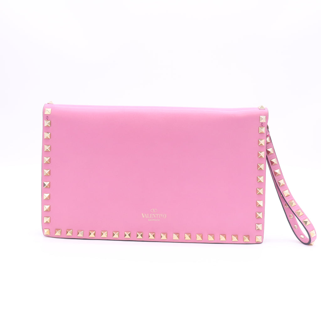 Valentino Garavani Rockstud Leather Flap Wristlet Clutch W23454