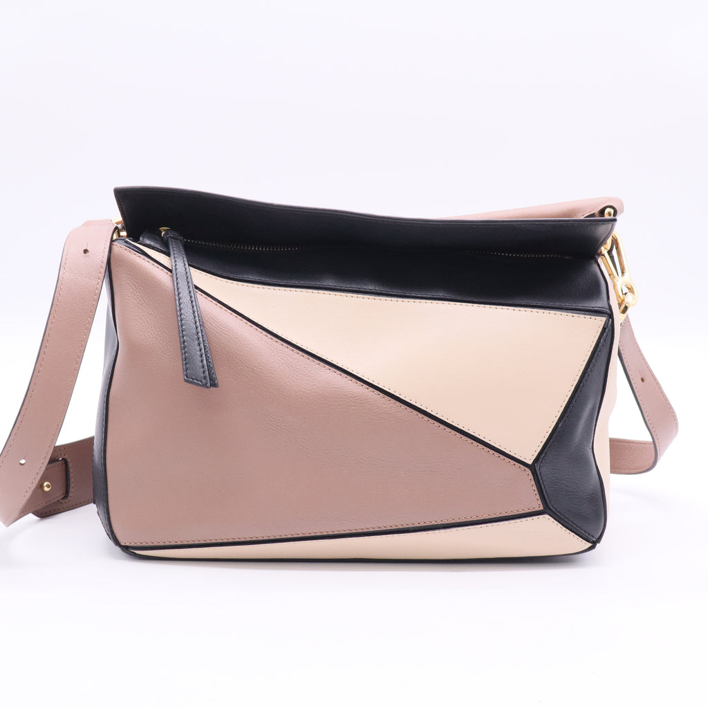 Loewe Puzzle Medium Color Block Calfskin Crossbody Bag twins b11756