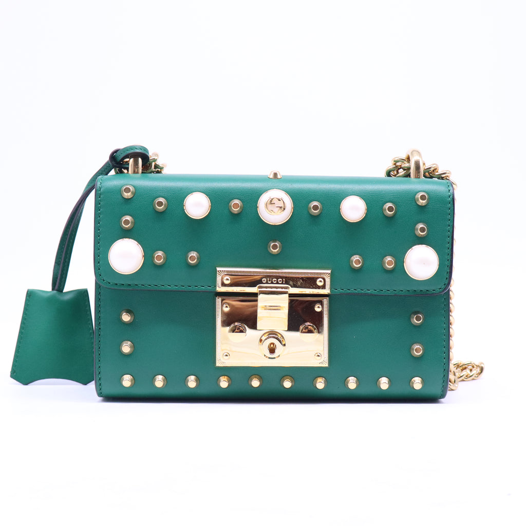 Pearly Padlock Shoulder Bag Studded Leather Small B21309