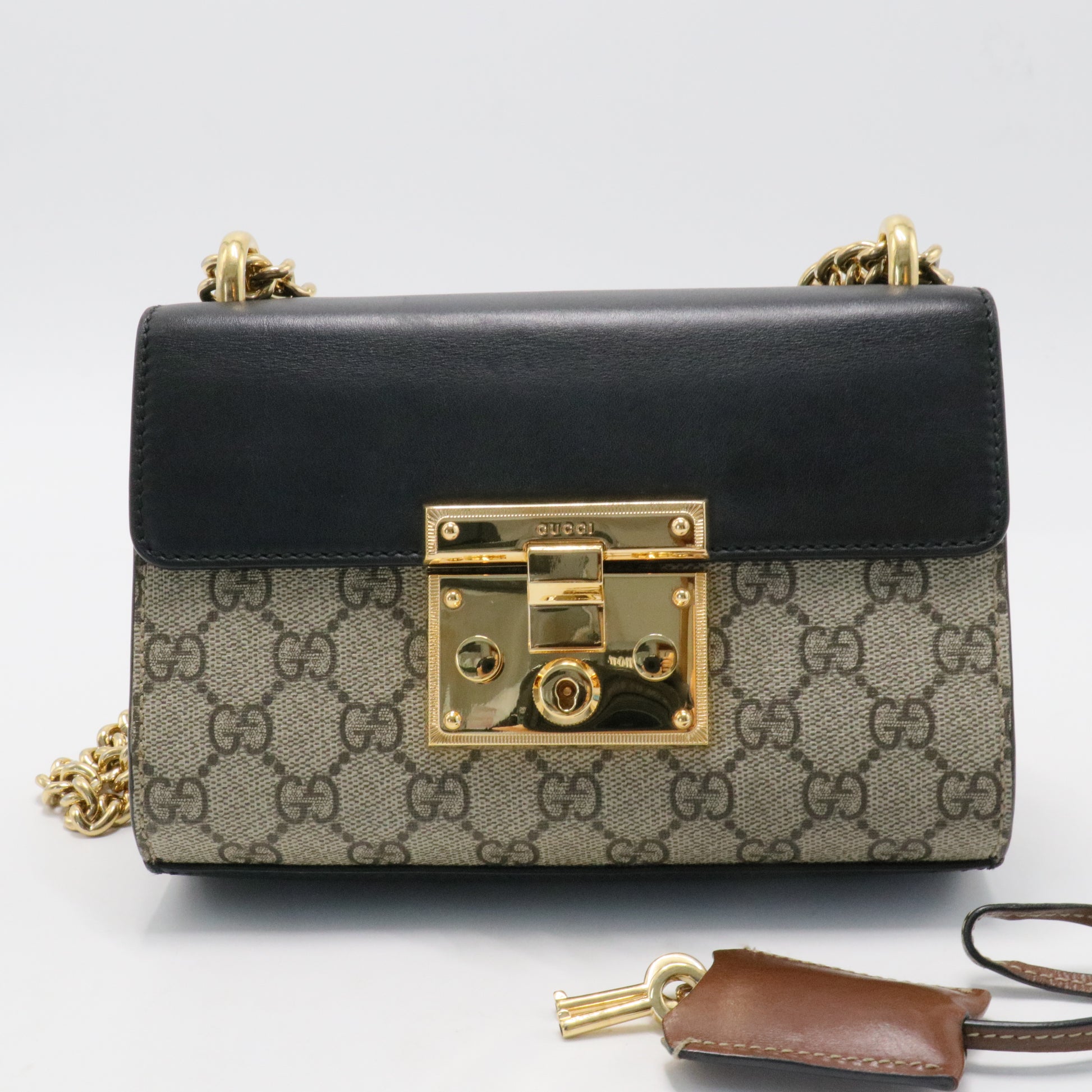 Padlock Shoulder Bag GG Coated Canvas and Leather Small