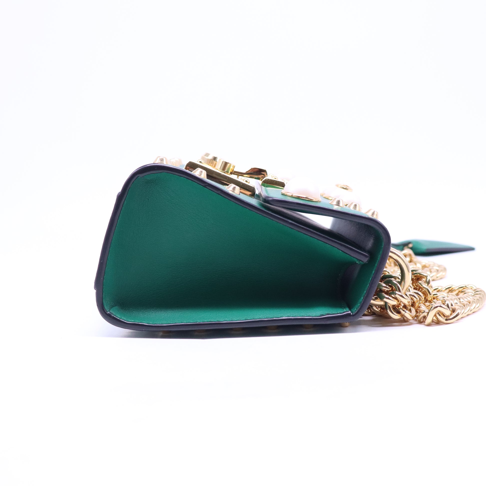 Pearly Padlock Shoulder Bag Studded Leather Small B21309