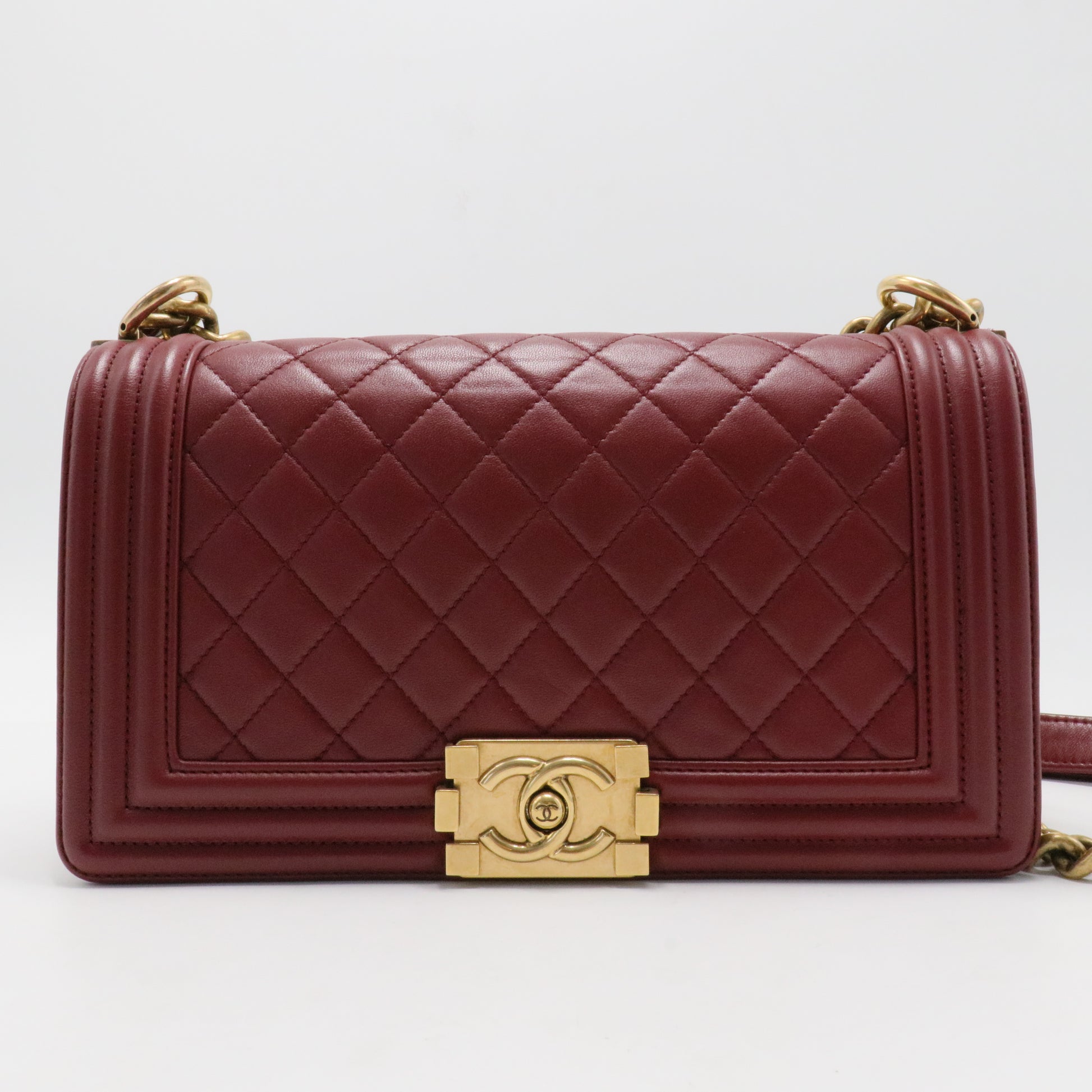 Red Medium Lambskin Boy Flap Bag