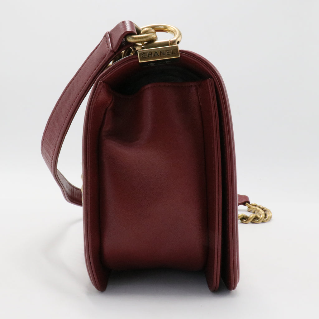 Red Medium Lambskin Boy Flap Bag
