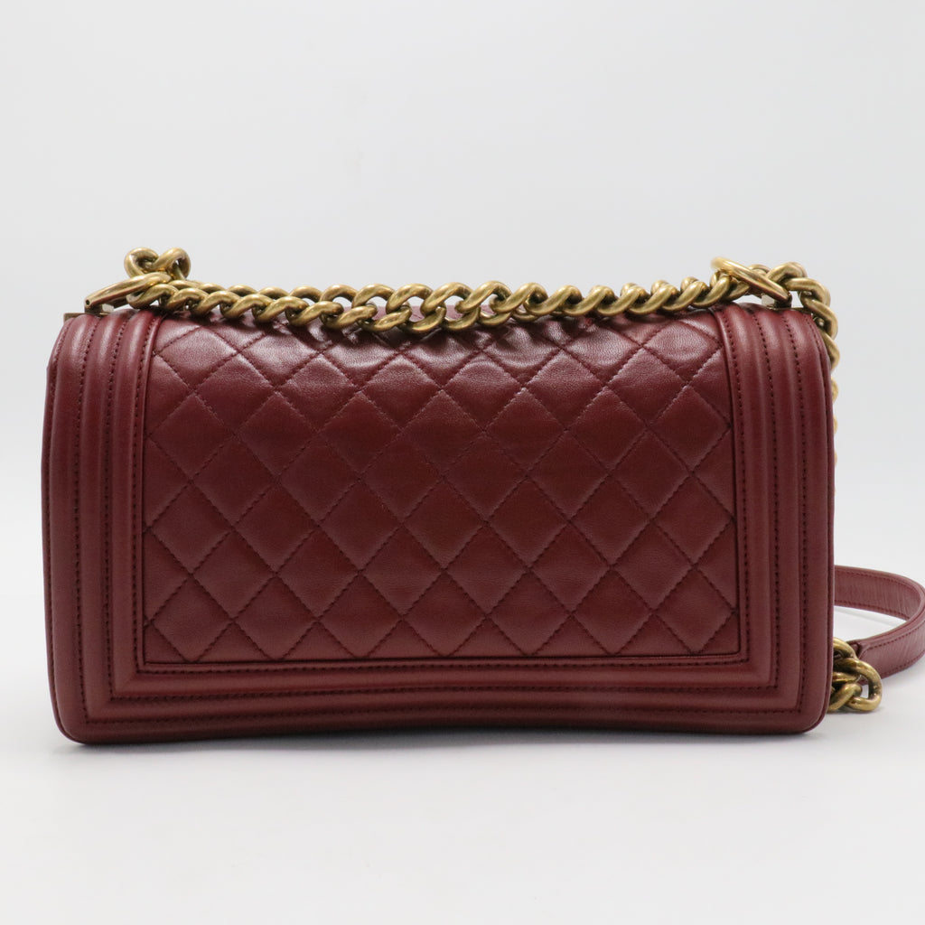 Red Medium Lambskin Boy Flap Bag