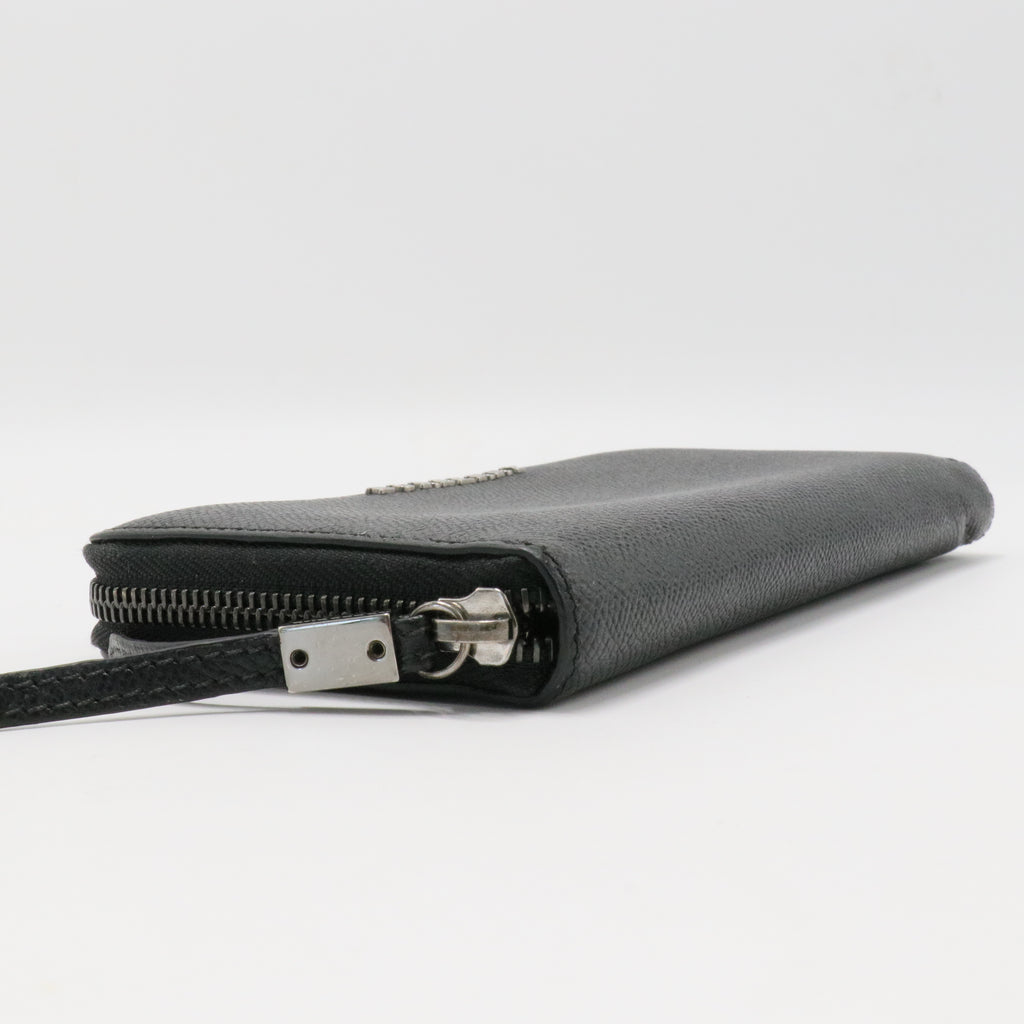 Calfskin Zip Around Wallet Black