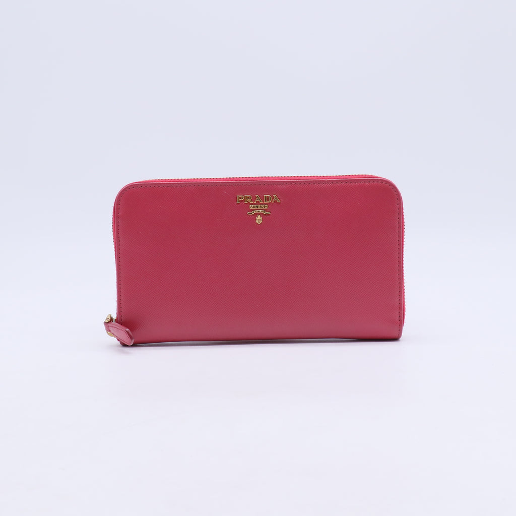Prada Saffiano Metal Leather Zip-Around Wallet W21129