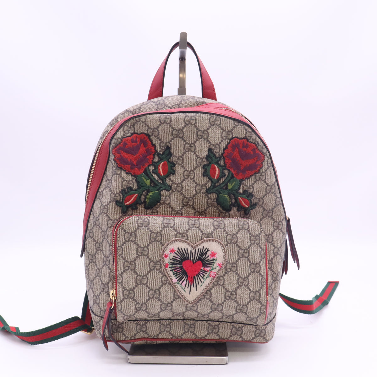 Gucci GG Supreme Embroidered Heart Roses Small Backpack B24176