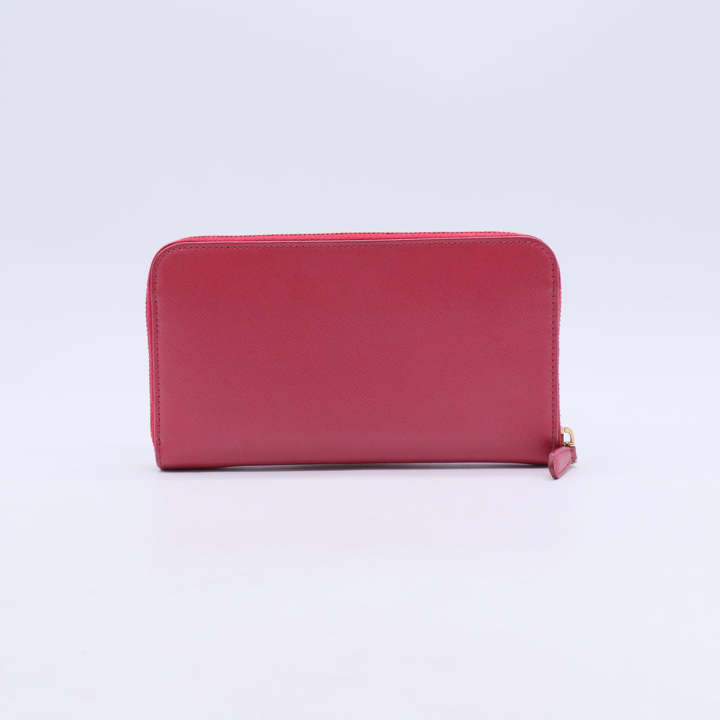 Prada Saffiano Metal Leather Zip-Around Wallet W21129