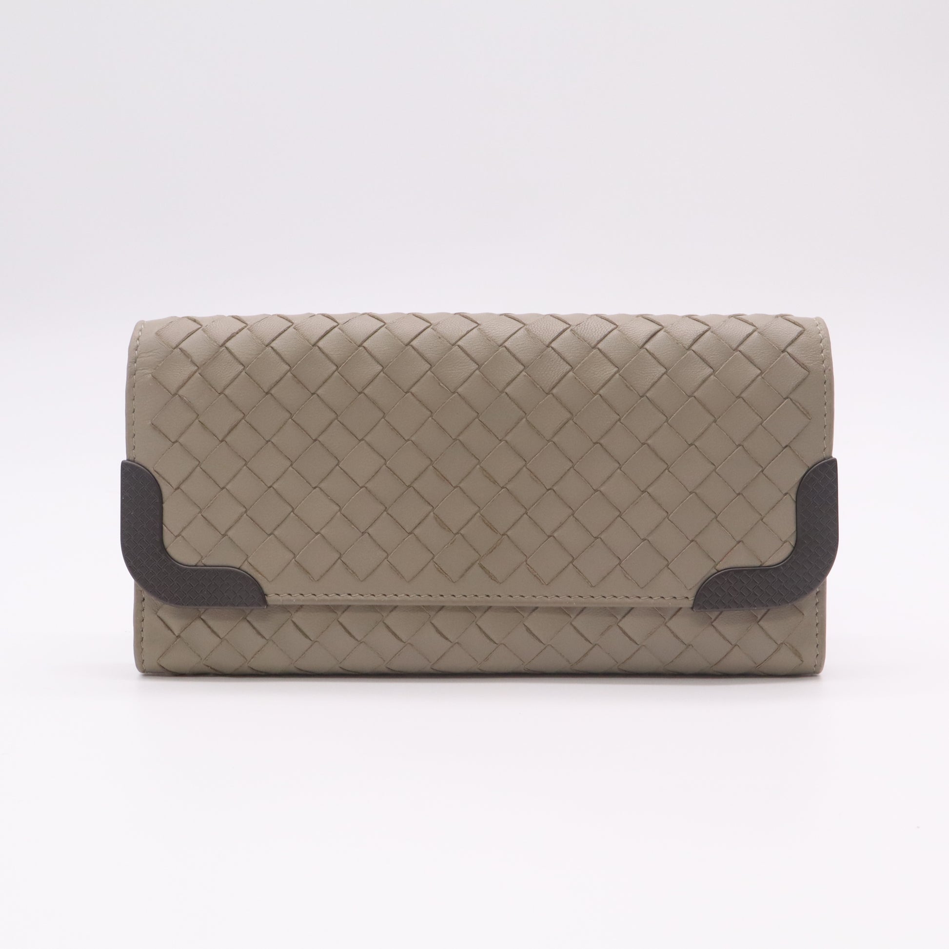 Bottega Veneta Intrecciato Continental Wallet with Leather Corner Guards W22177
