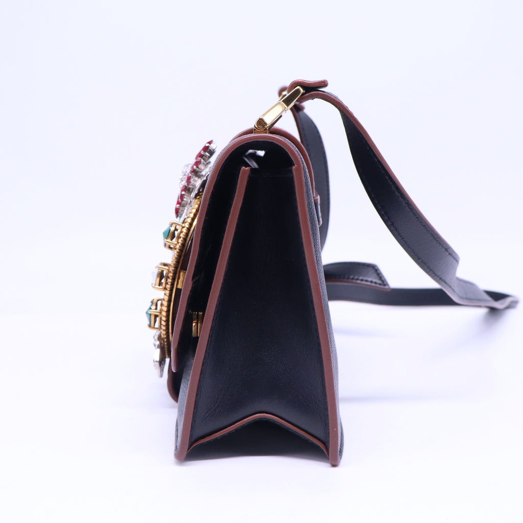 Madras Crystal Buckle Shoulder Bag Leather Small B20810