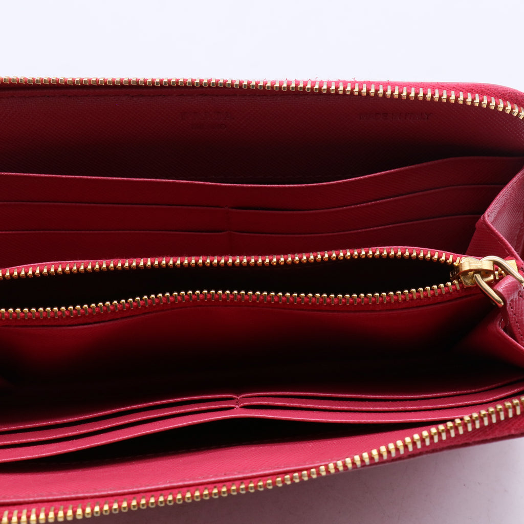 Prada Saffiano Metal Leather Zip-Around Wallet W21129