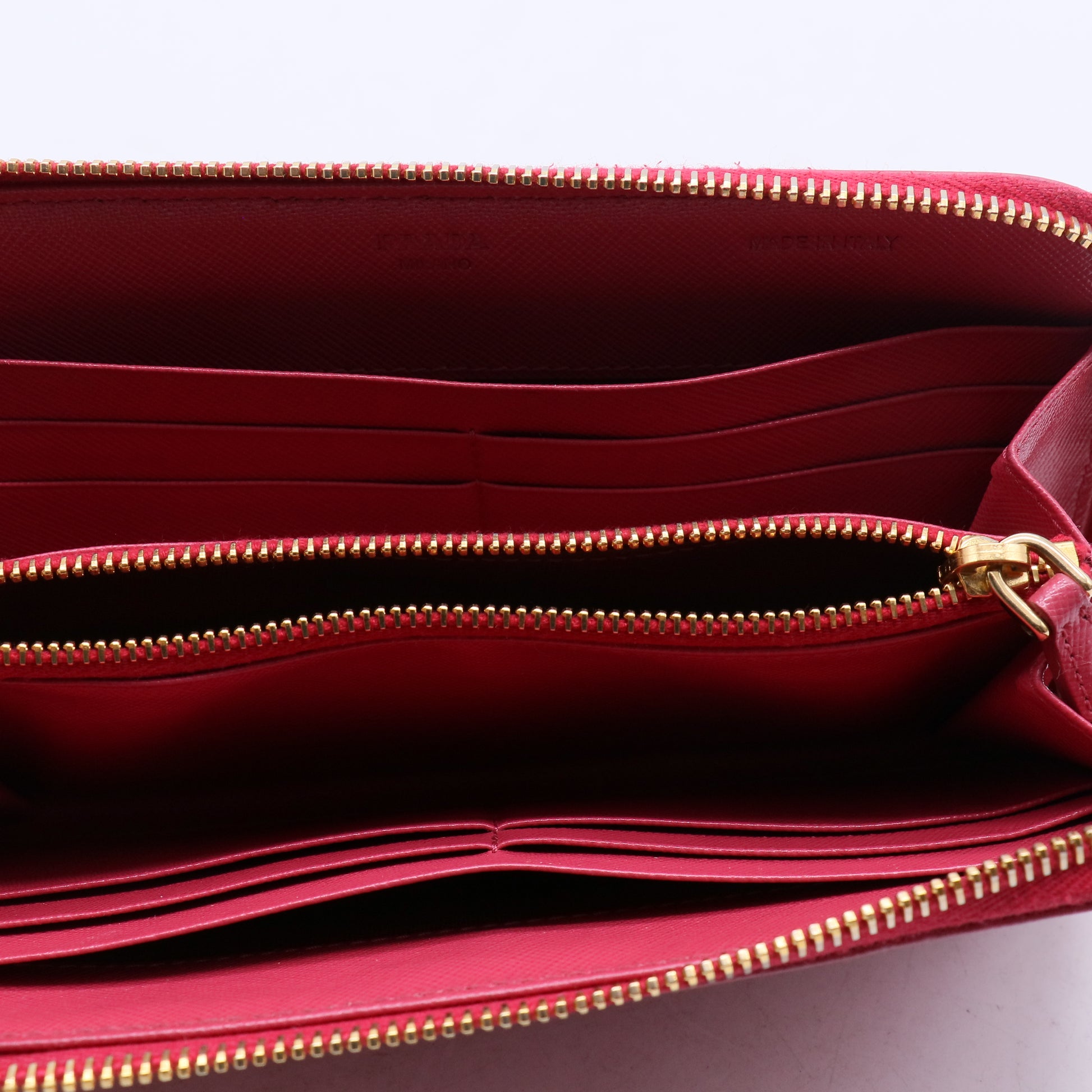Prada Saffiano Metal Leather Zip-Around Wallet W21129