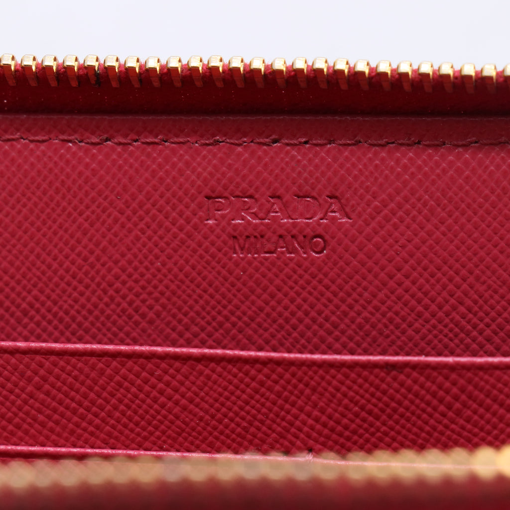Prada Saffiano Metal Leather Zip-Around Wallet W21129