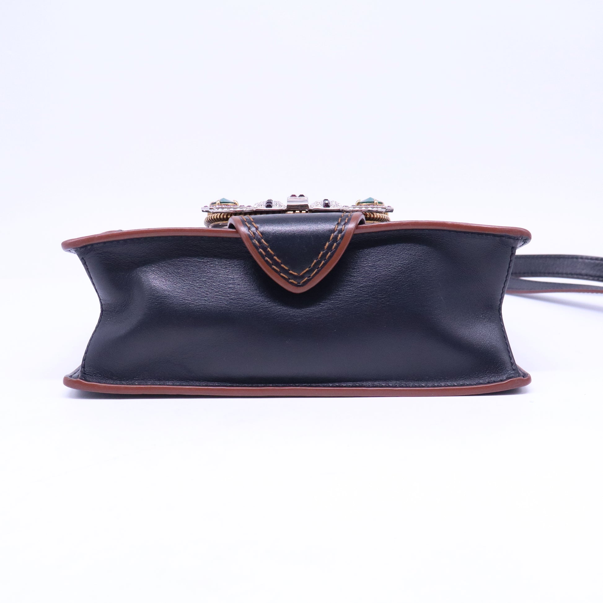 Madras Crystal Buckle Shoulder Bag Leather Small B20810