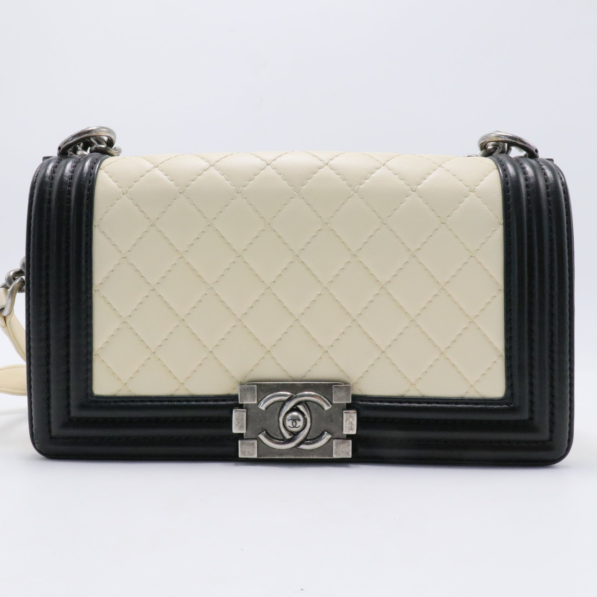 Bicolor Boy Flap Bag Quilted Lambskin Old Medium