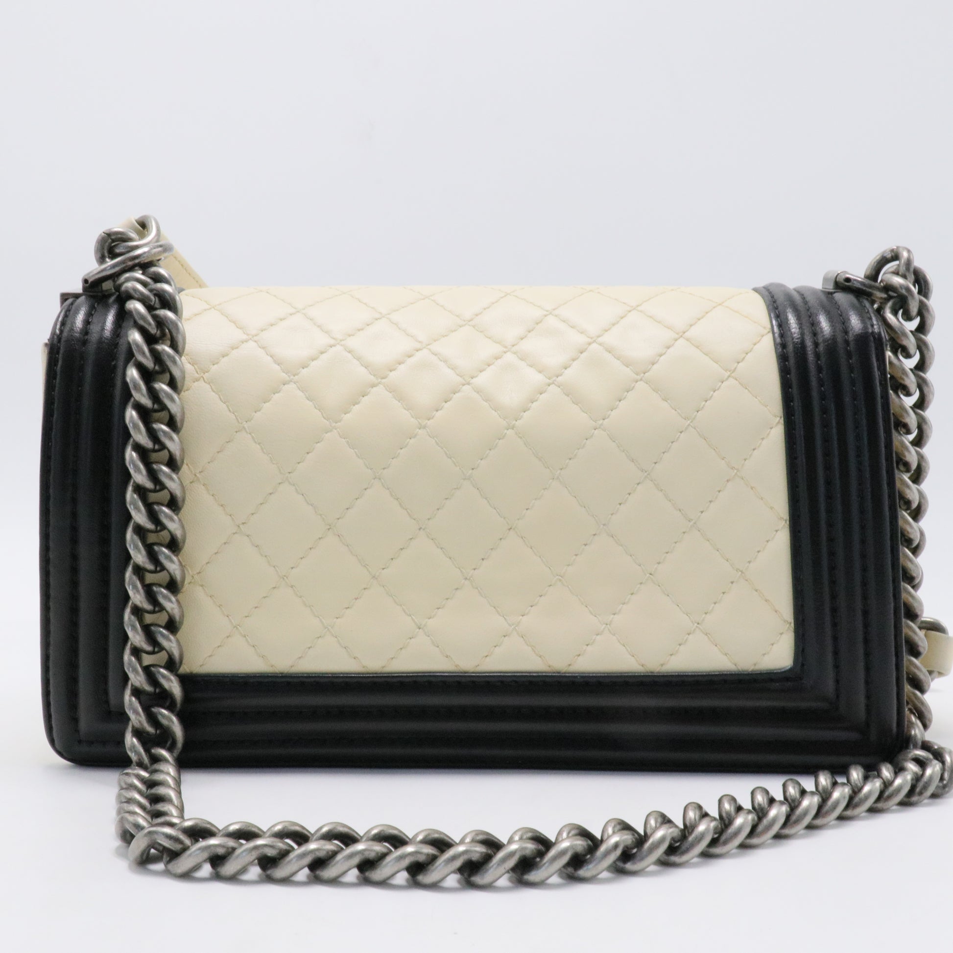 Bicolor Boy Flap Bag Quilted Lambskin Old Medium