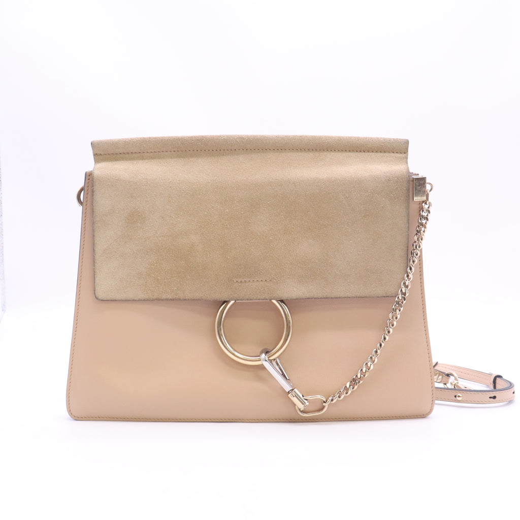 Calfskin Suede Medium Faye Shoulder Bag Blush Nude B24361