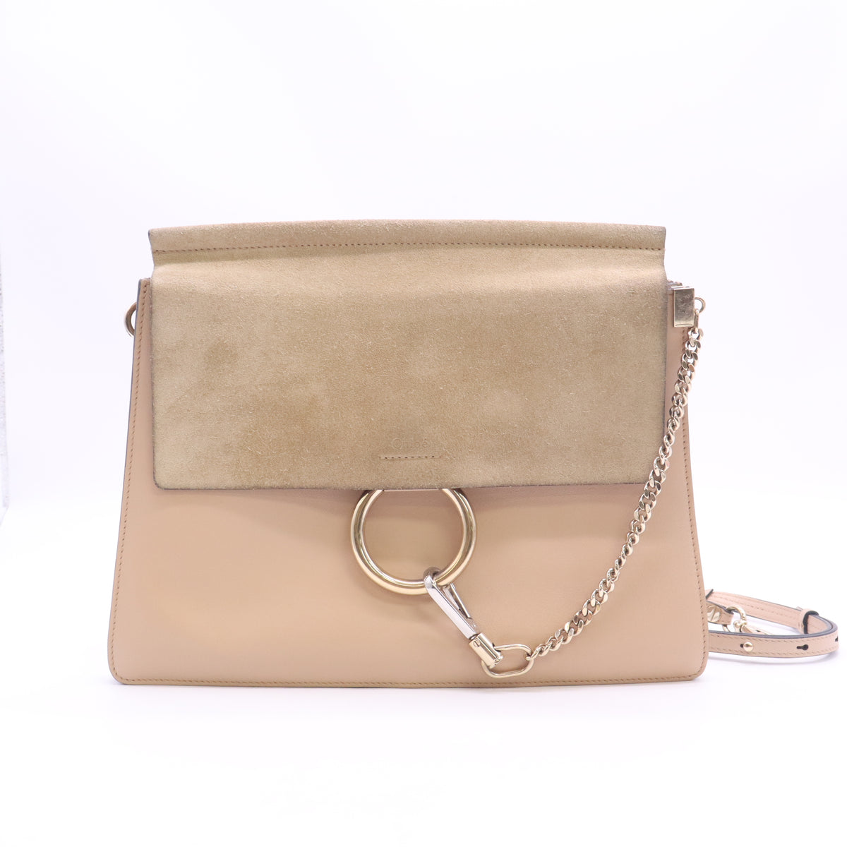 Calfskin Suede Medium Faye Shoulder Bag Blush Nude B24361