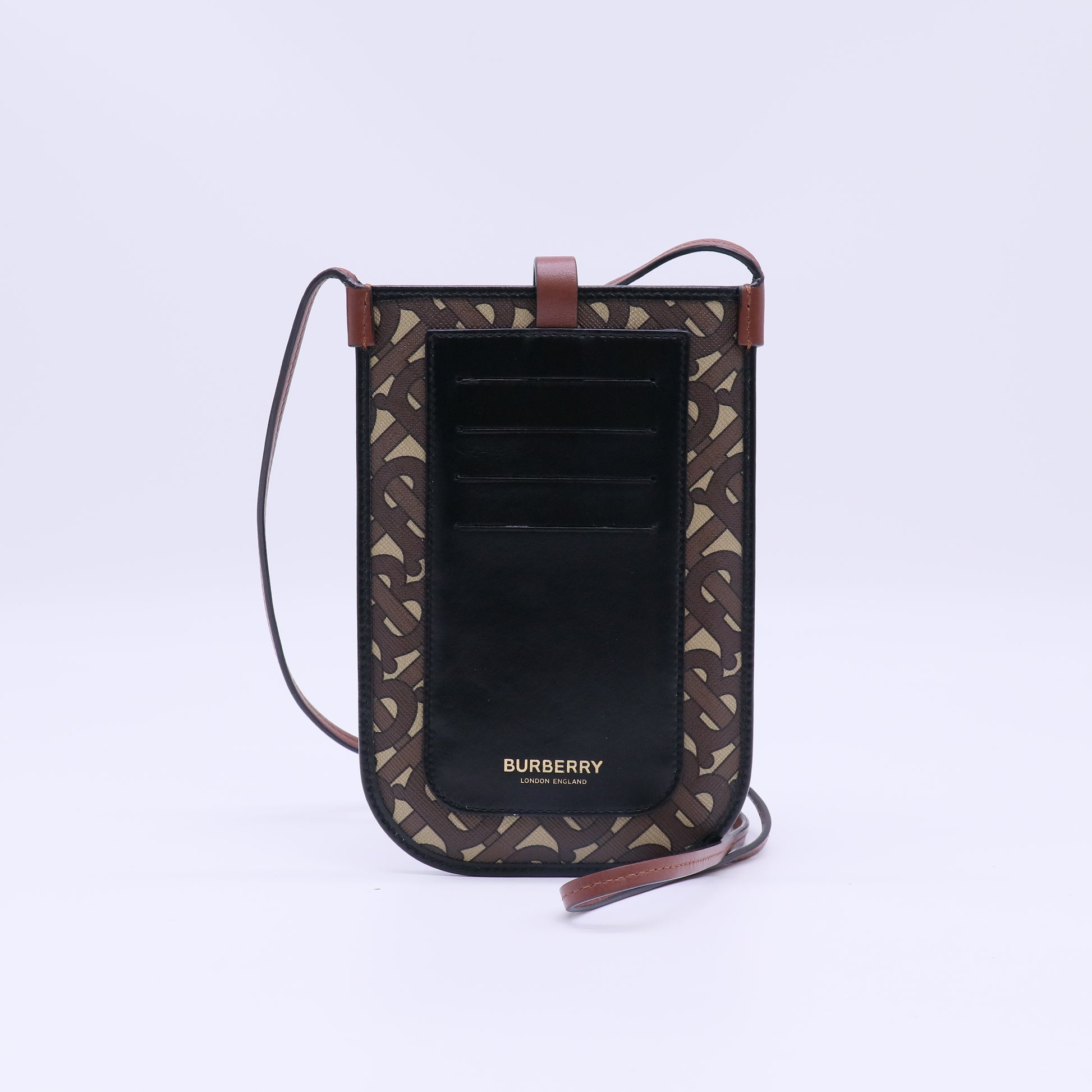 Burberry Monogram Print E-Canvas Anne Phone Case with Strap B22862