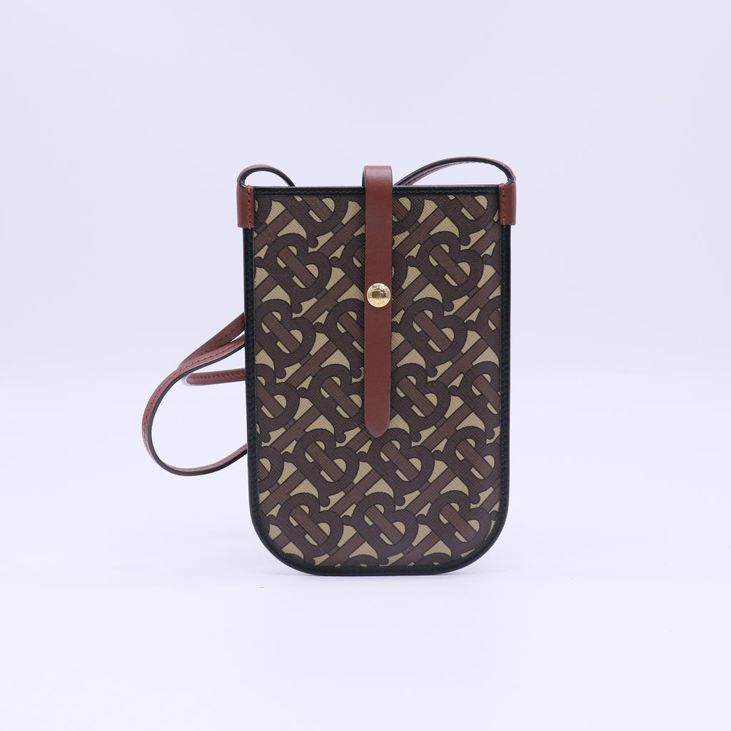 Burberry Monogram Print E-Canvas Anne Phone Case with Strap B22862