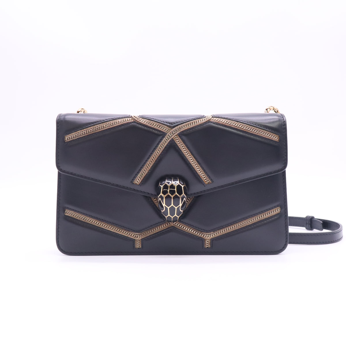 Bvlgari Serpenti Forever Crossboy Medium Bag Calfskin Metal Black B24247