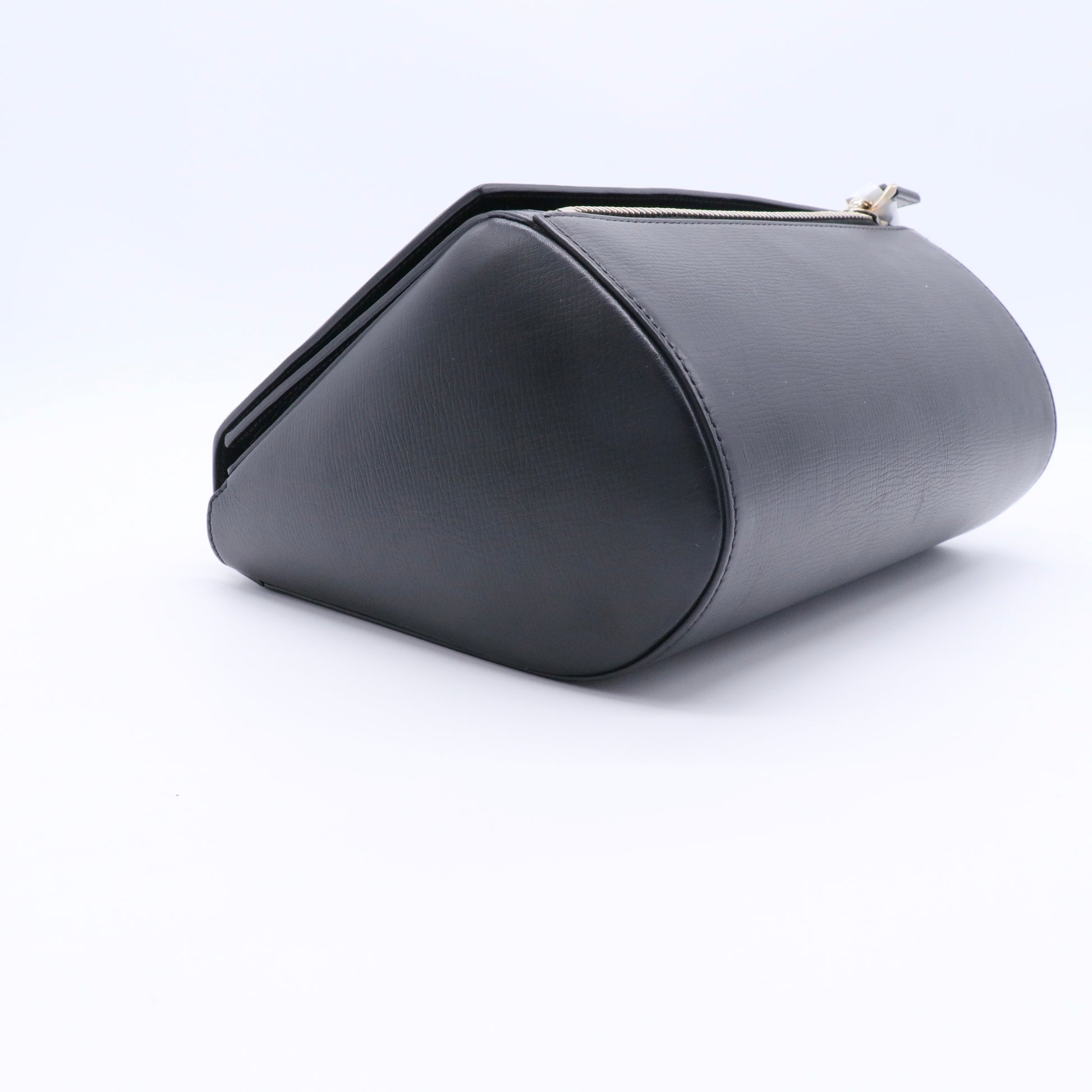 Textured Calfskin Medium Pandora Box Crossbody Bag Black GISEL