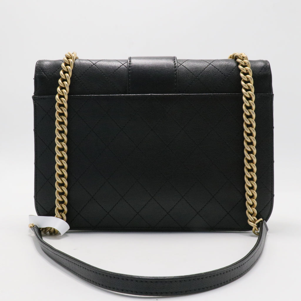 Front Chain Flap Bag Quilted Sheepskin Medium
