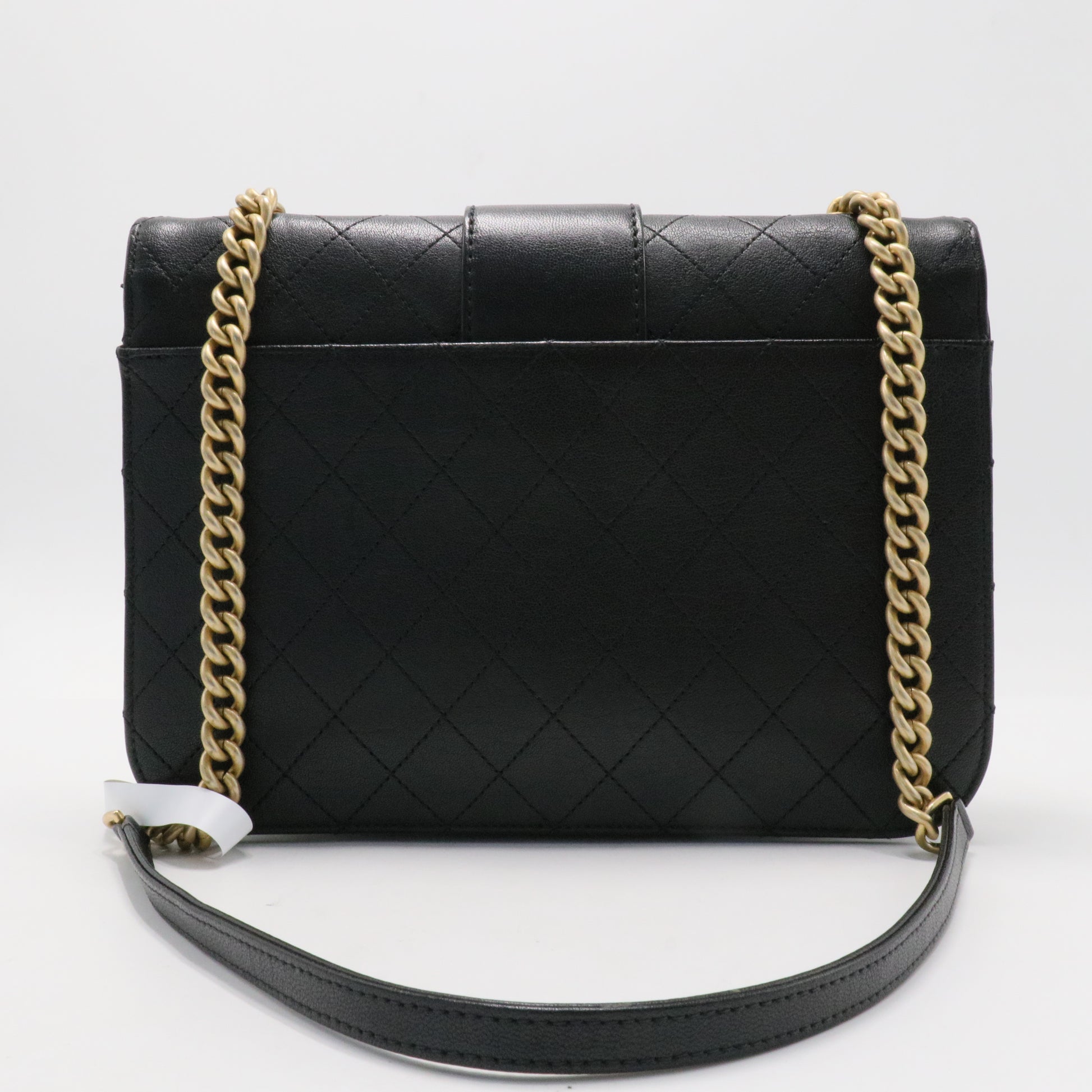 Front Chain Flap Bag Quilted Sheepskin Medium