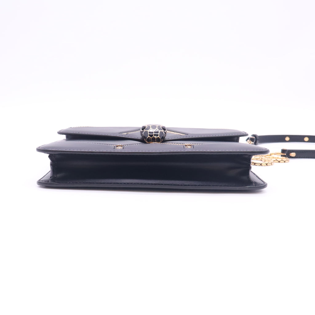 Bvlgari Serpenti Forever Crossboy Medium Bag Calfskin Metal Black B24247