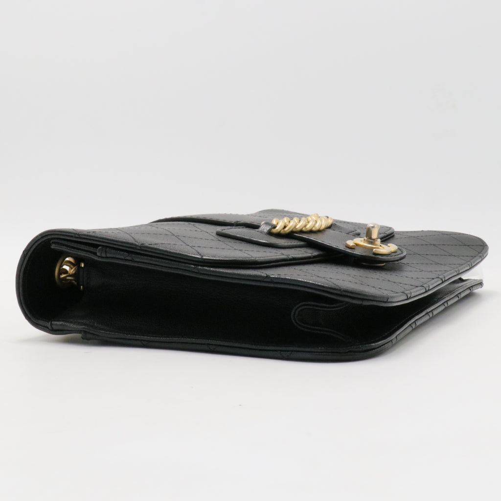 Front Chain Flap Bag Quilted Sheepskin Medium