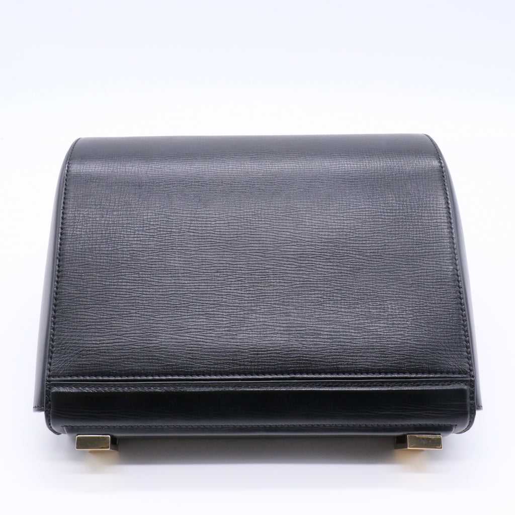 Textured Calfskin Medium Pandora Box Crossbody Bag Black GISEL