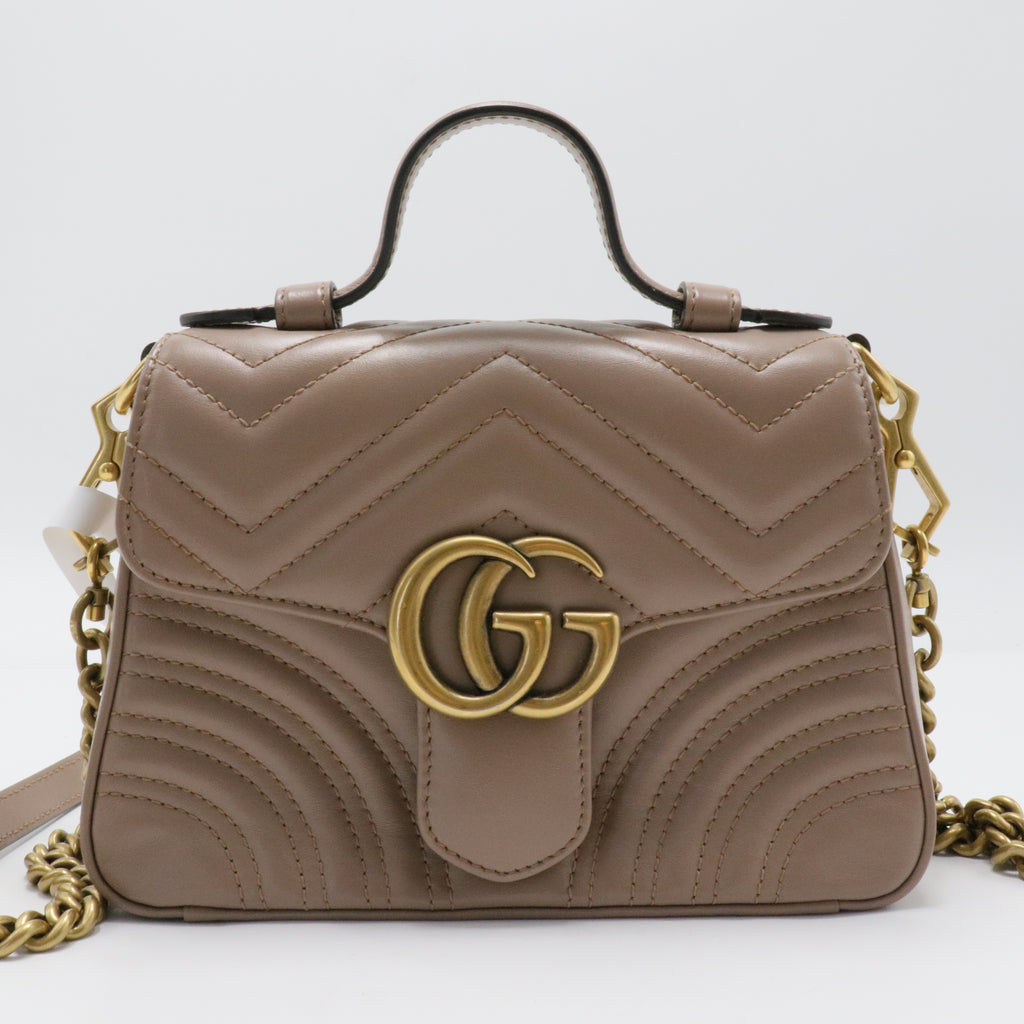 GG Marmont Top Handle Flap Bag Matelasse Leather Mini