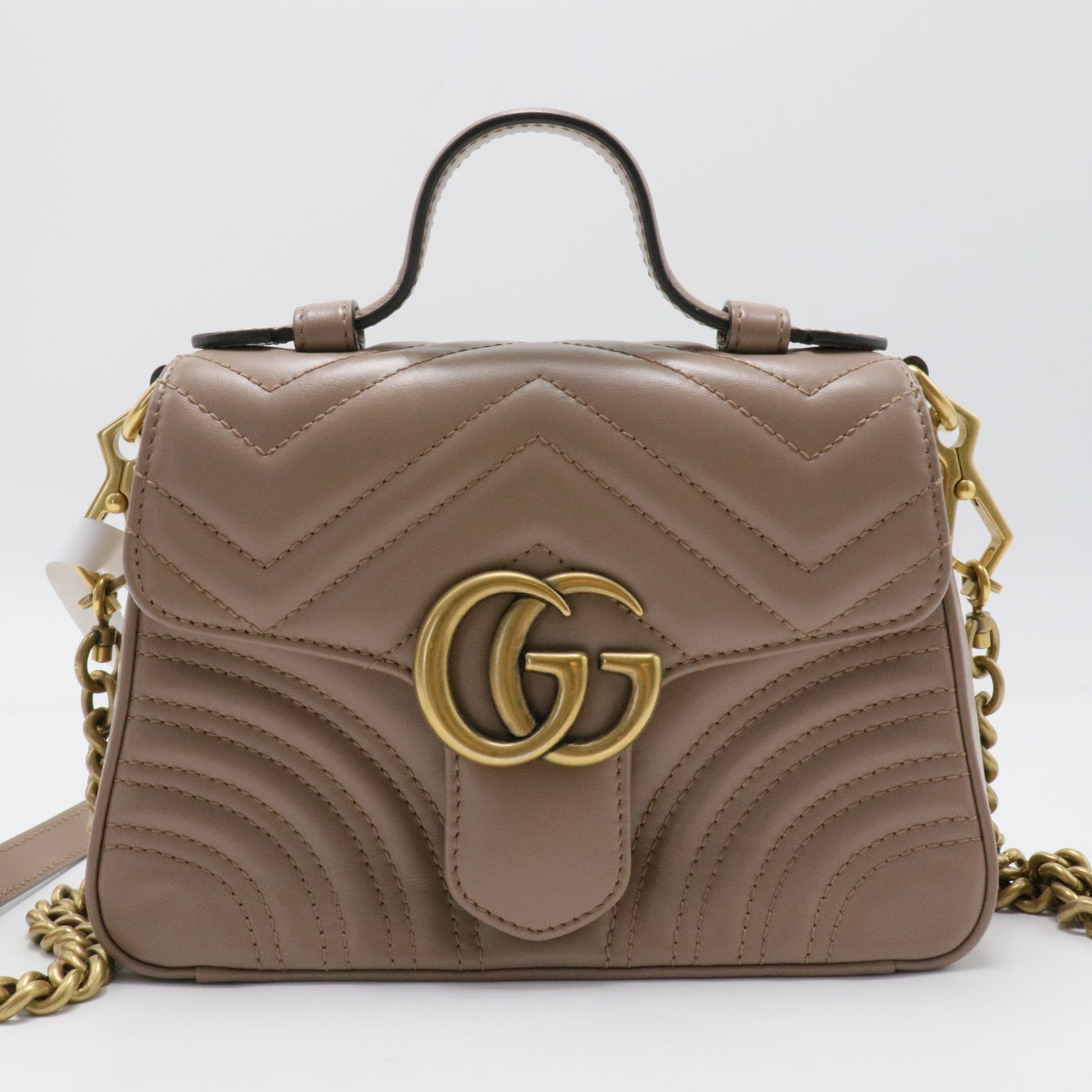 GG Marmont Top Handle Flap Bag Matelasse Leather Mini