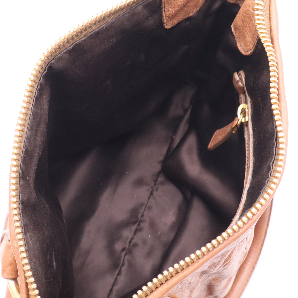 Tan Chevron Leather Grommet Tote Bag twins