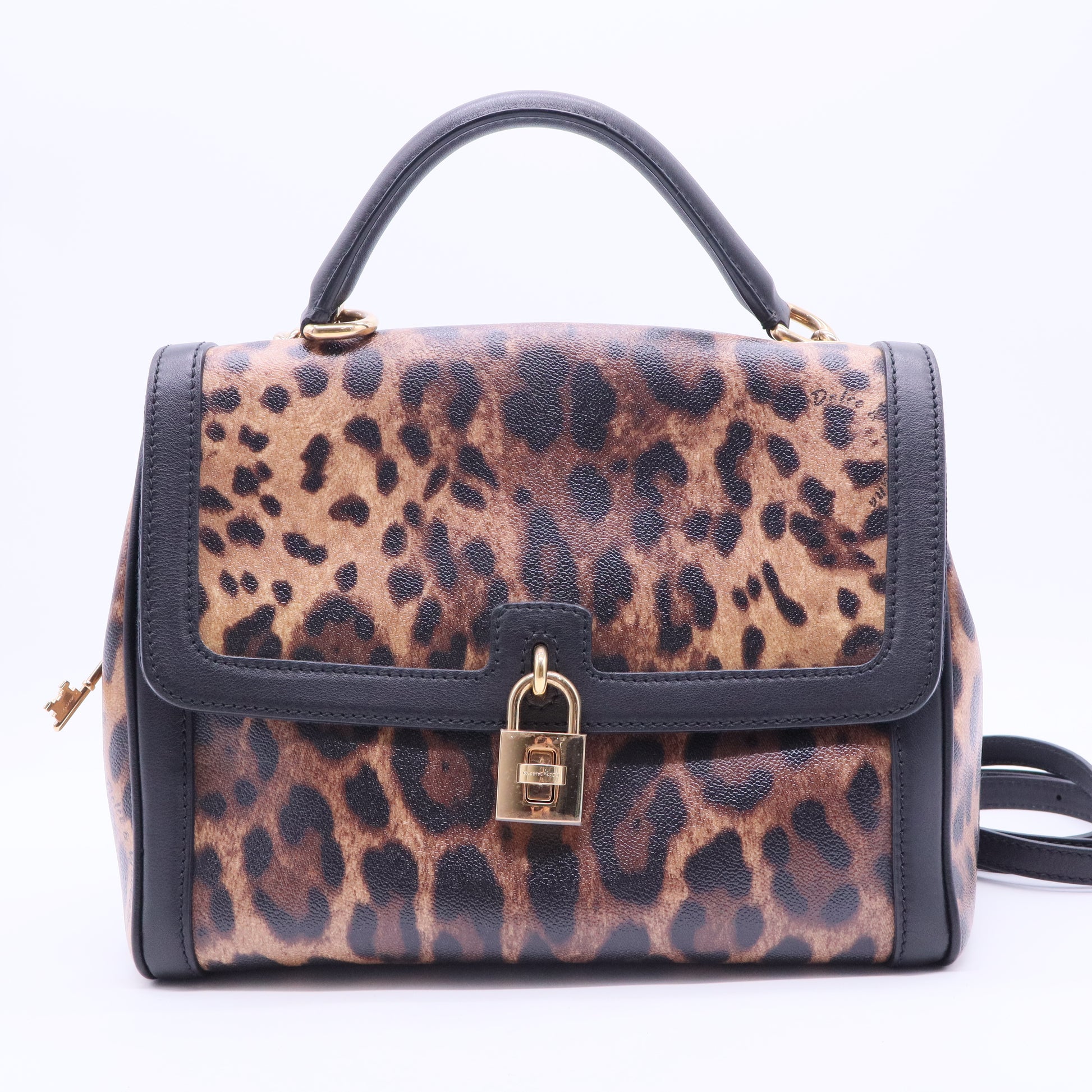 Miss Bonita Padlock Leopard Print Coated Canvas Top Handle Bag TWINS B20093
