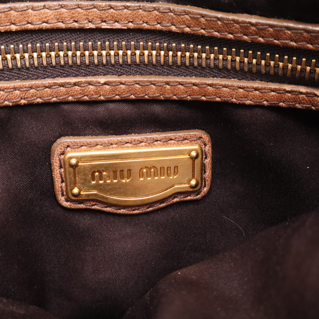 Tan Chevron Leather Grommet Tote Bag twins