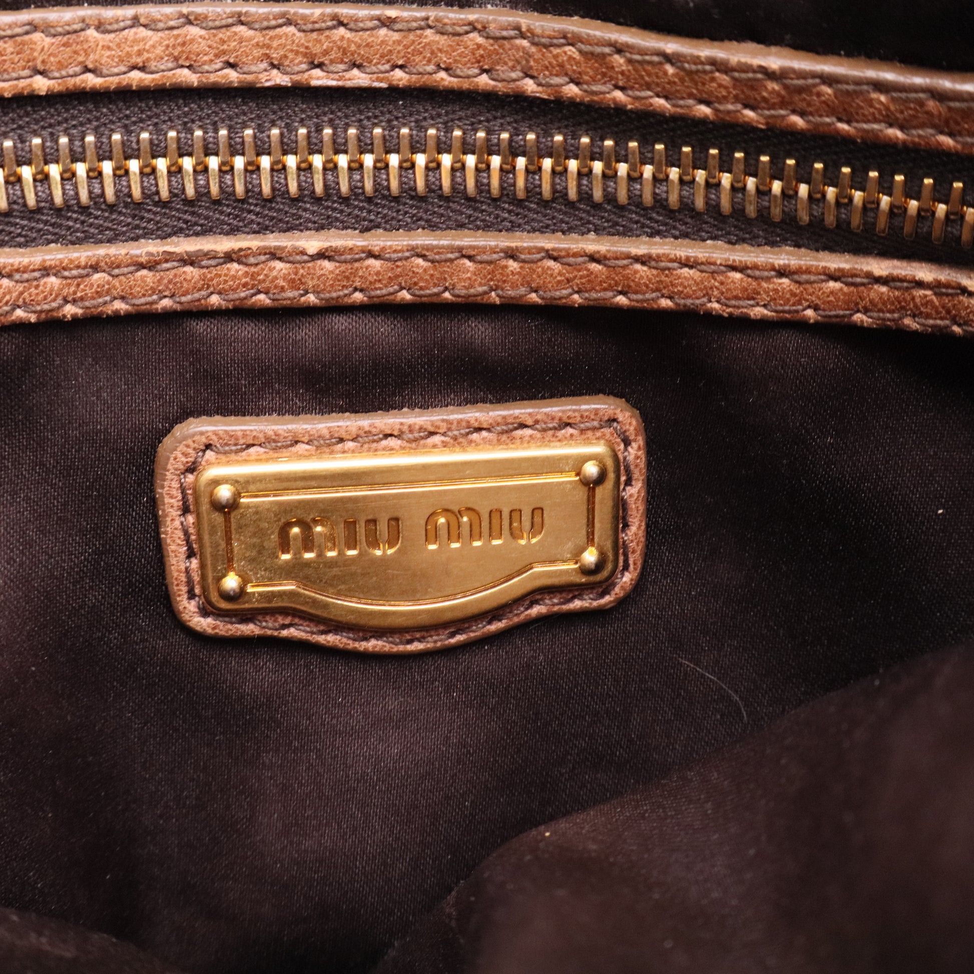 Tan Chevron Leather Grommet Tote Bag twins