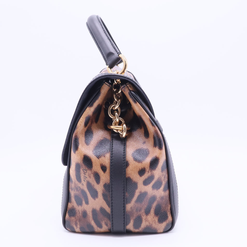 Miss Bonita Padlock Leopard Print Coated Canvas Top Handle Bag TWINS B20093