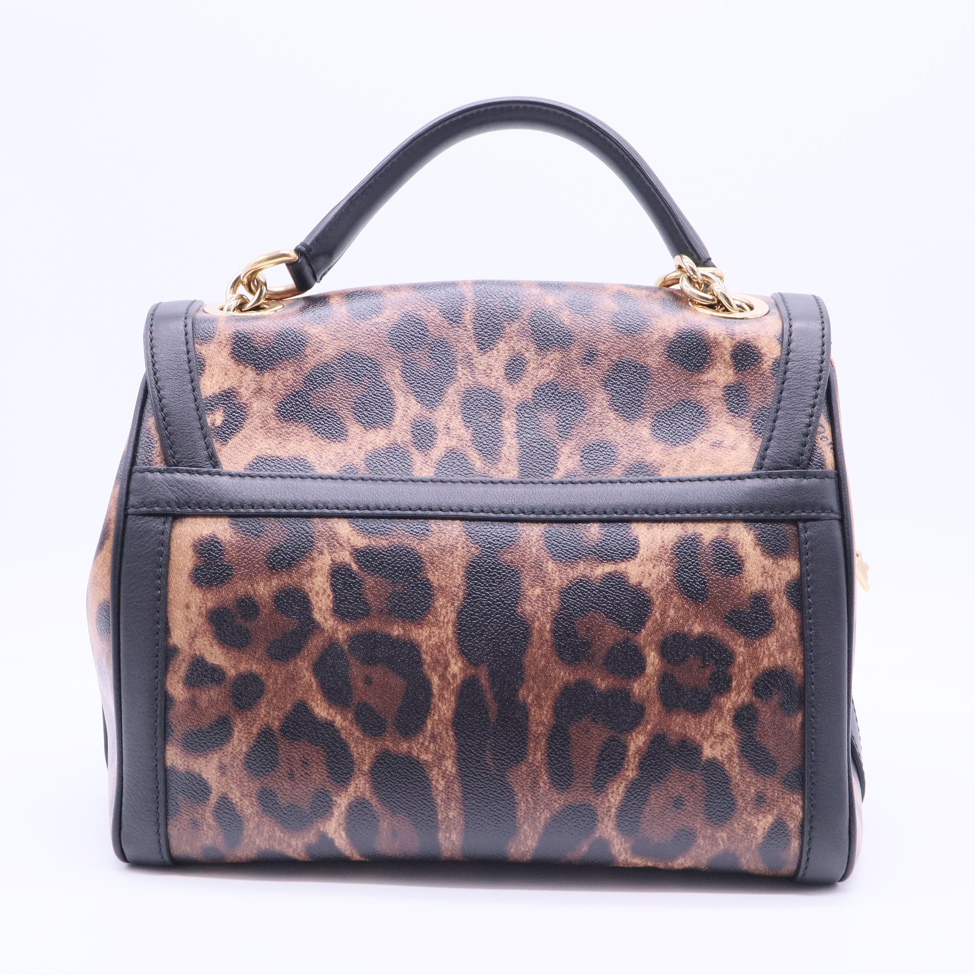 Miss Bonita Padlock Leopard Print Coated Canvas Top Handle Bag TWINS B20093
