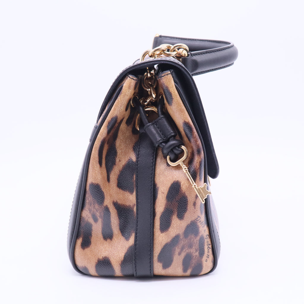 Miss Bonita Padlock Leopard Print Coated Canvas Top Handle Bag TWINS B20093