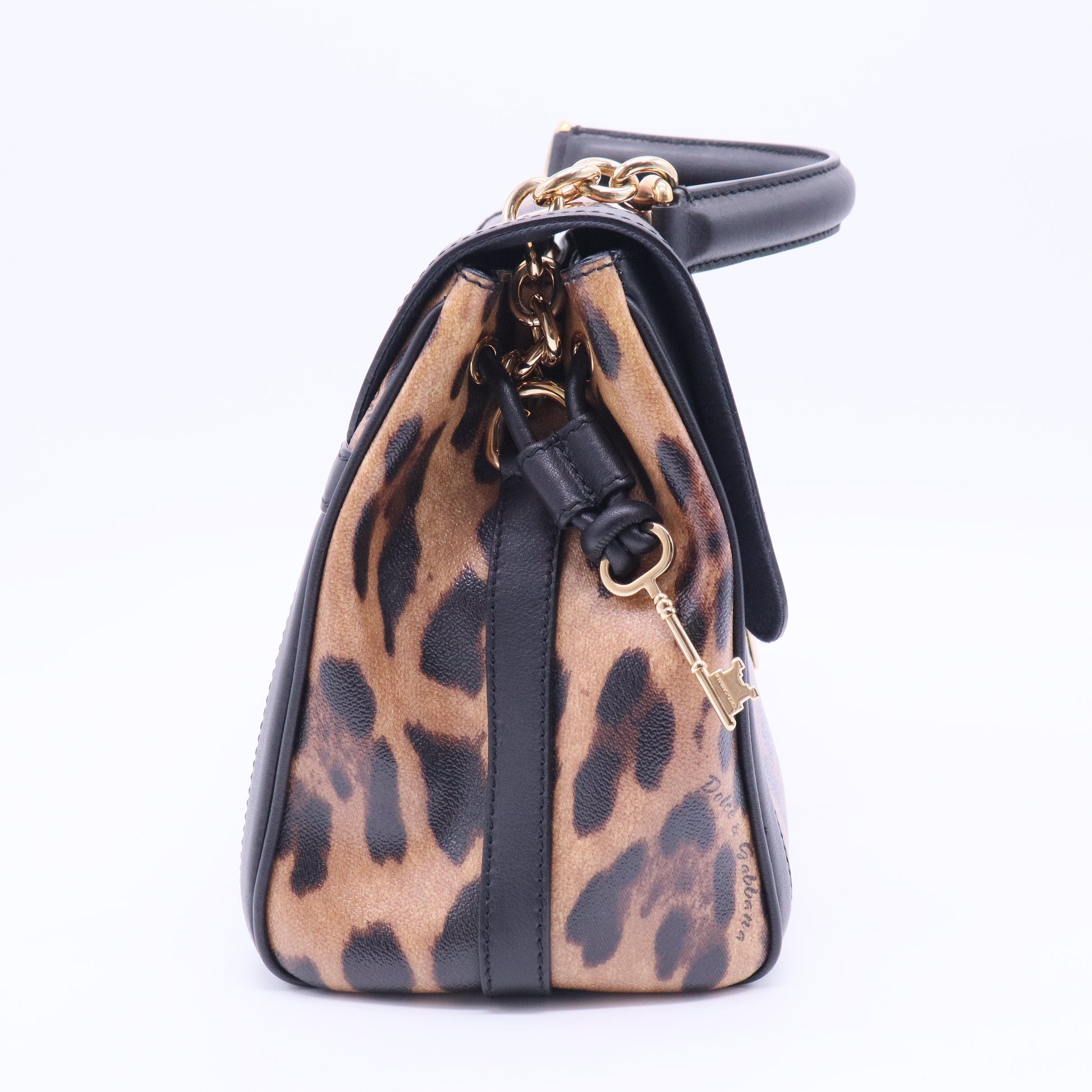 Miss Bonita Padlock Leopard Print Coated Canvas Top Handle Bag TWINS B20093