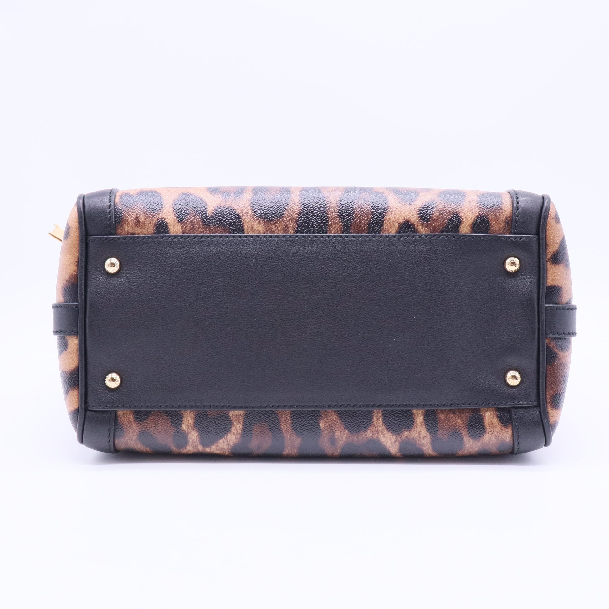 Miss Bonita Padlock Leopard Print Coated Canvas Top Handle Bag TWINS B20093