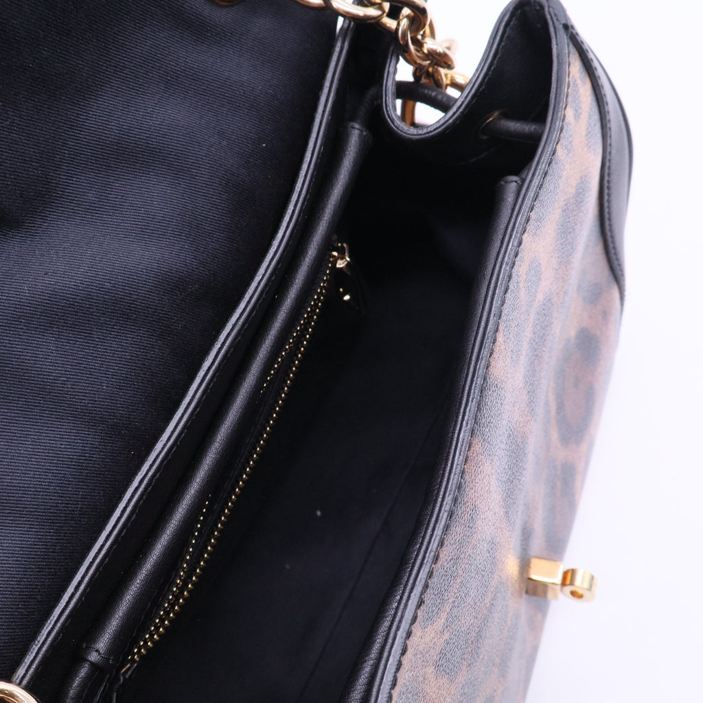 Miss Bonita Padlock Leopard Print Coated Canvas Top Handle Bag TWINS B20093