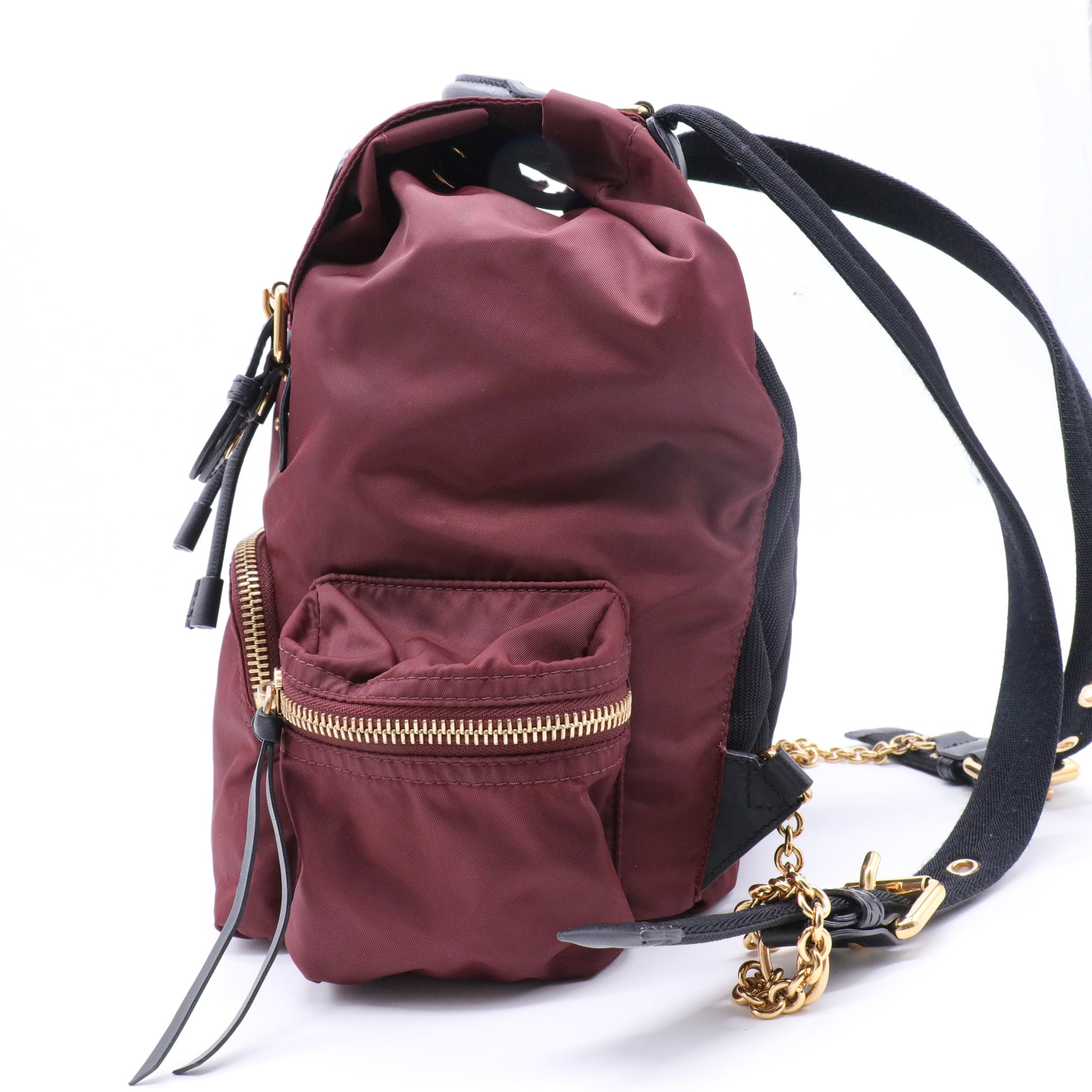 Nylon Small Rucksack Backpack Burgundy Red