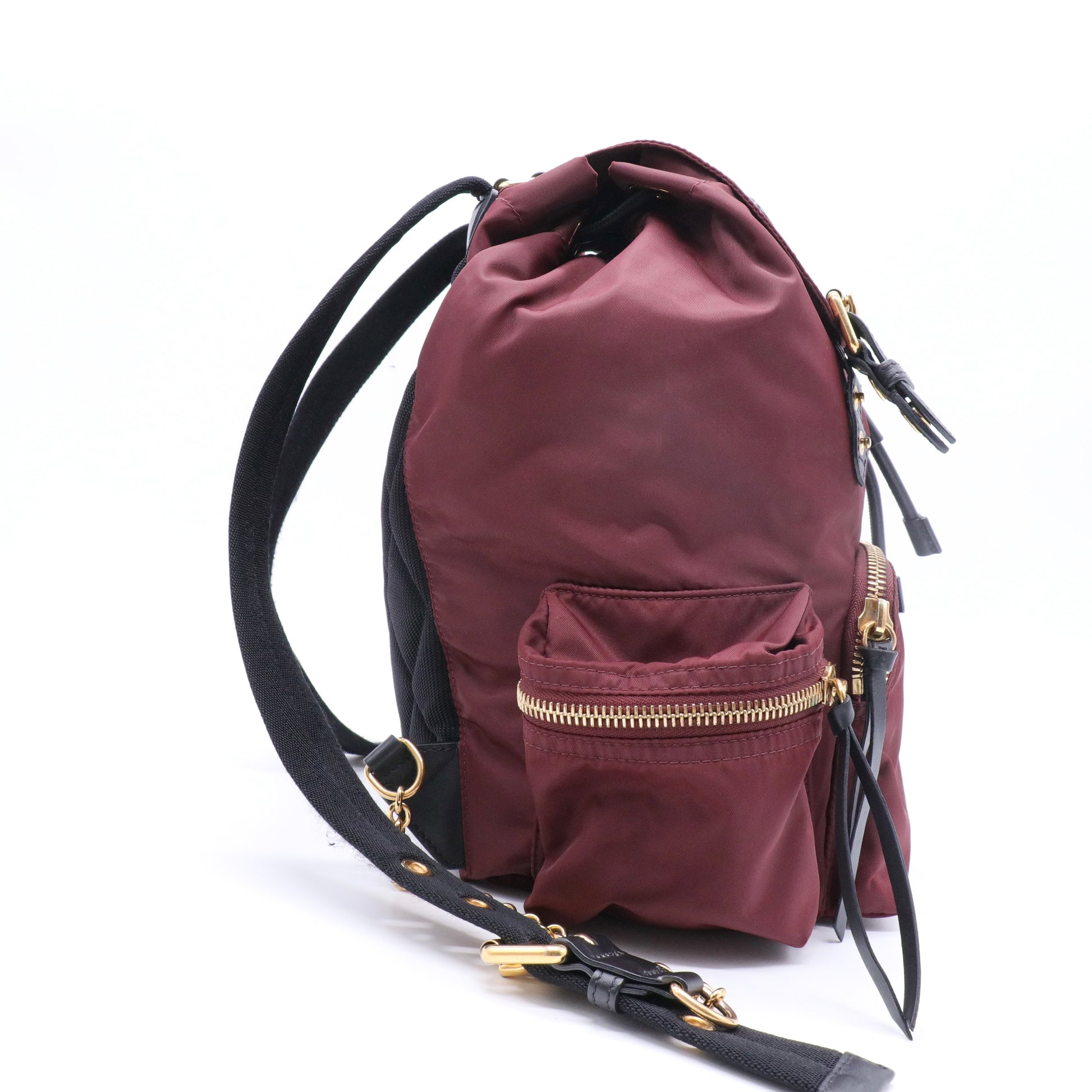 Nylon Small Rucksack Backpack Burgundy Red